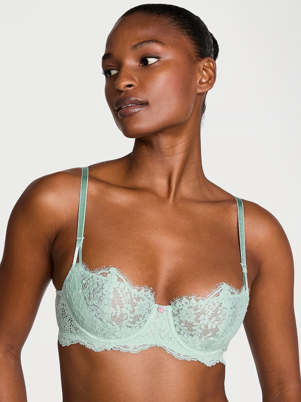 Lace Underwire Balconette Bra - Mint Green